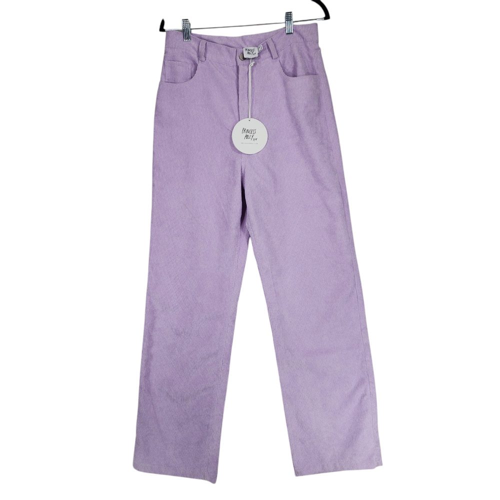 Princess Polly 8 Womens Corduroy Wide Leg Pants Kansas Lilac Lavender Purple NEW